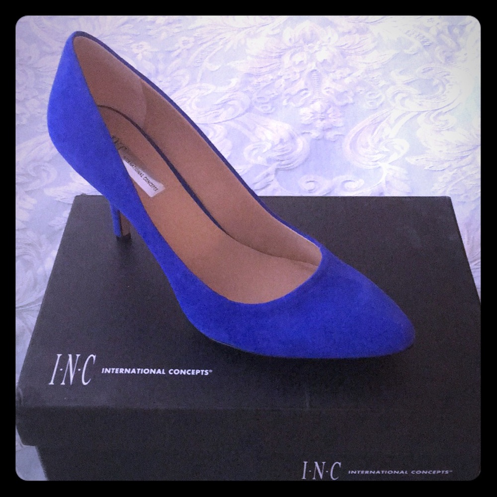 New INC indigo suede pumps, 3 inch heels